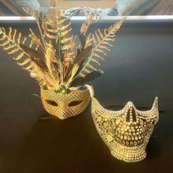 Masquerade and Rhinestone Skull Masks Two for $15.00