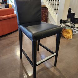One Black Leather Counter Height Stool Chair