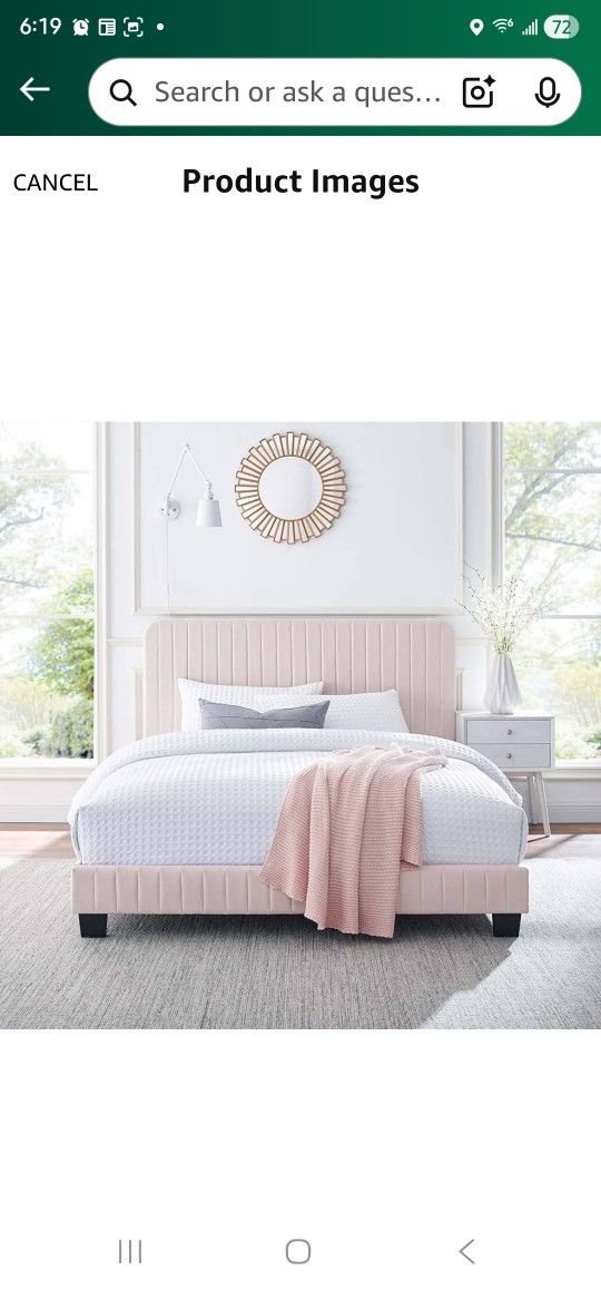 Modway Celine Channel Tufted Performance Velvet Queen Platform Bed in Pink