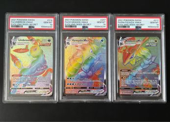 Seq evolving skies PSA 10 slabs Umbreon rayquaza gyarados vmax rainbows Pokémon TCG cards