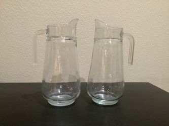 Clear Glass Pitchers Set of 2