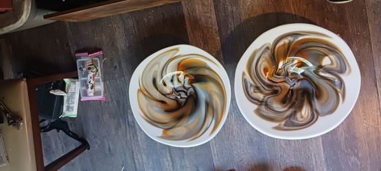Stunning Monster Big Brown Mystery Swirl Centerpiece Bowls 19.75 Anocha