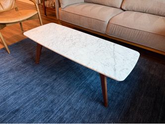 Article Vena 43.5" Mid-Century Marble Coffee Table - Walnut