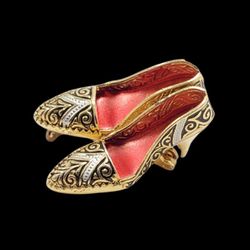 Vintage Damascene Enamel Metal Shoe Brooch