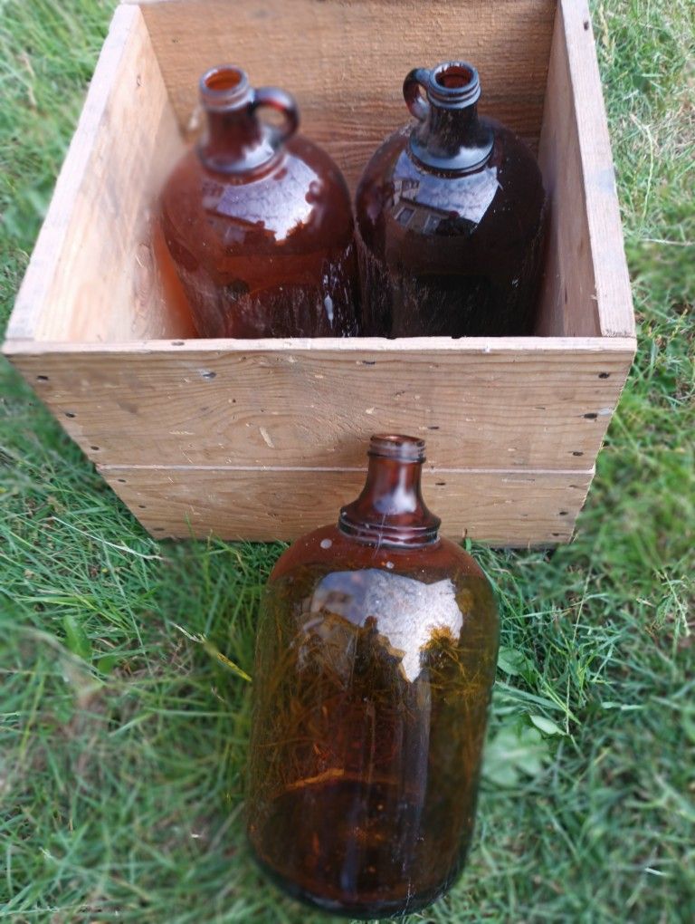 Vintage Amber Colored 1 Gal Growler Jugs $10 A piece