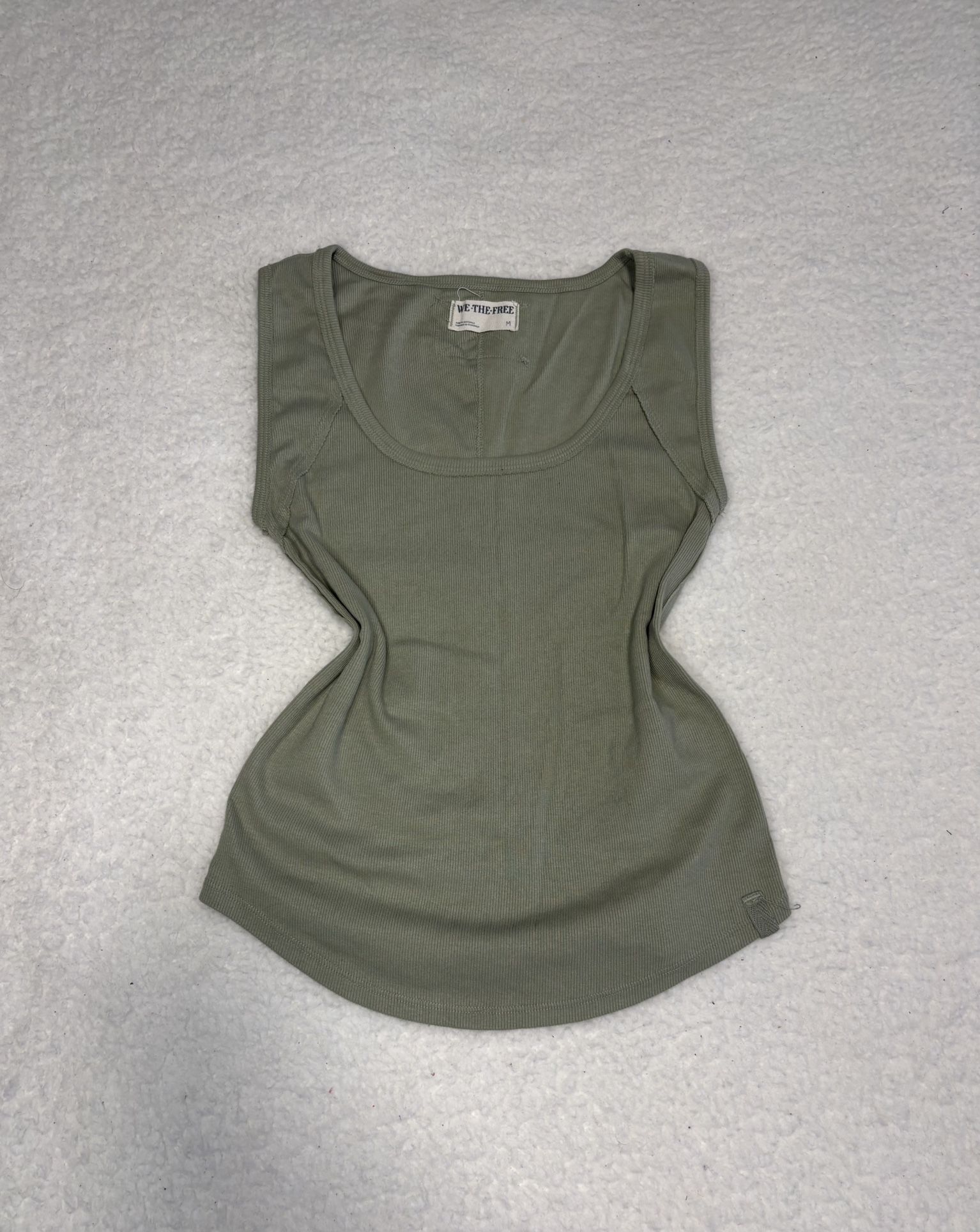Free People Women Green Ribbed Hummingbird Tank Top