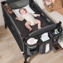 Baby 4 in 1 Bassinet Bedside Sleeper, Baby Bedside Crib Sleeper, Playard, Portable Diaper Changing Table, Baby Bassinet for Newborn Baby