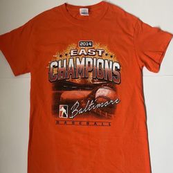 Vintage Mens Baltimore Orioles 2014 MLB  East Champions Gildan Cotton Tee Size Small 