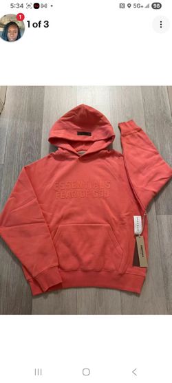 Fear of gods essentials hoodie Oversized coral