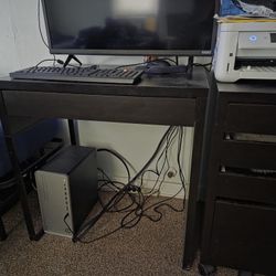 Desk N Side Drawer Stand N Round Table