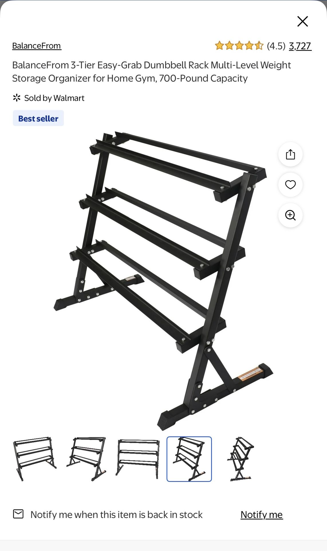 BalanceFrom 3-Tier Easy-Grab Dumbbell Rack Multi-Level Weight Storage Organizer for Home Gym, 700-Pound Capacity