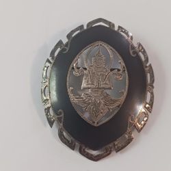 Vintage Sterling Silver and Enamel Siam Brooch