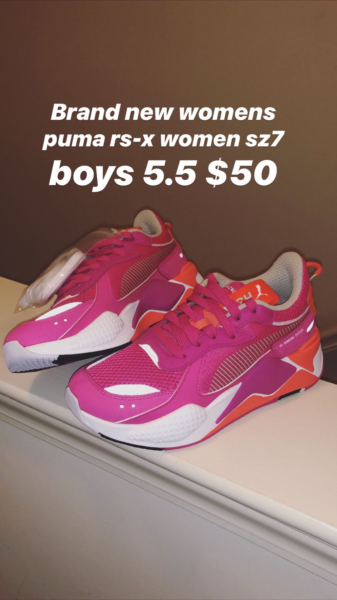 Brand new DS womens size 7 boys 5.5 puma rs-x $50