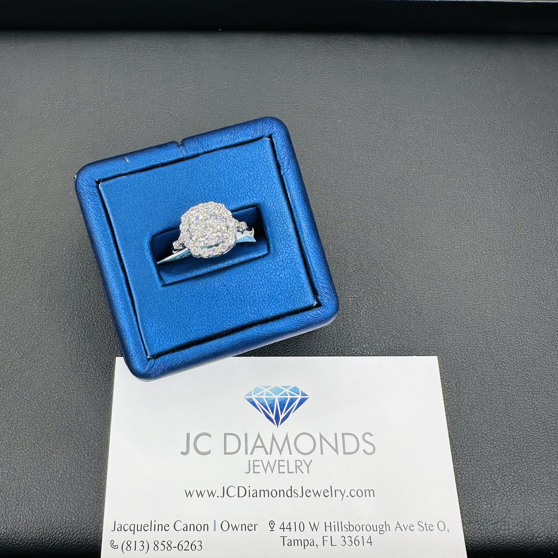 Ring Engagement 14k White Gold Diamonds Real