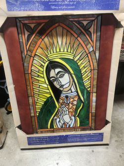 Stain glass virgin mary 20"x 40"