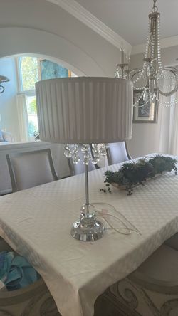 Crystal Table Lamp with Pleated Shade