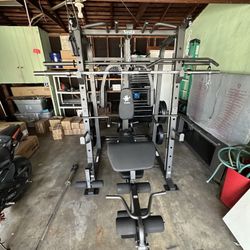 Vesta Fitness Smith Machine 1001 w/Bench Attachment | 245lb Cast Iron Olympic Weights | 7ft Olympic Bar | Fitness | Gym Equipment | FREE DELIVERY 🚚 