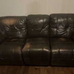 Brown Leather Recliner Sofa 
