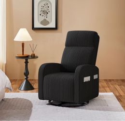 Black Corduroy Swivel Rocking Chair / black rocking chair/ swivel chair