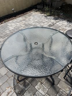 Backyard Big Table, 3 Chairs In Picture Give For Free.