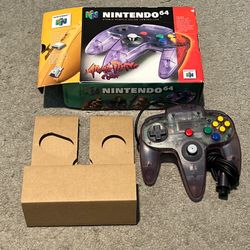 Nintendo 64 N64 Controller Atomic Purple Translucent Wired with Original Box