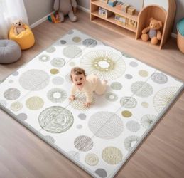 Baby Play Mat, Foldable 50x50x.06 Inches Playpen Mat, 0.6in Thick Waterproof Playmats for Babies and Toddlers Kids, Safe Foam Playmat for Tummy Time