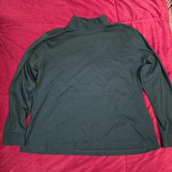 Dark Green Turtleneck Long Sleeve Petite Shirt