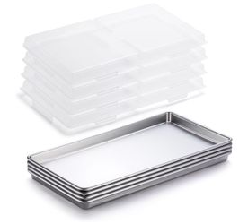 4 Sets Small Metal Trays with Lids Compatible for Harvest Right Freeze Dryer Small Tray – Stackable Freeze Dryer Trays with Covers, Small Freeze Dryer