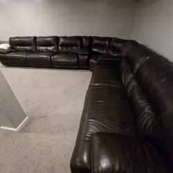 Large Leather Reclining Sectional 