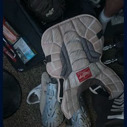 Catchers Gear With 2 Baseball Bats