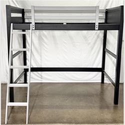 Wooden Loft Bed with Ladder, Twin, Black & Gray *Free Delivery*