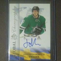 2015-16 SP Authentic Global Chirography John Klingberg #SWE-JK Auto Upper Deck Sweden Autograph Hockey Card Collectible Sports NHL