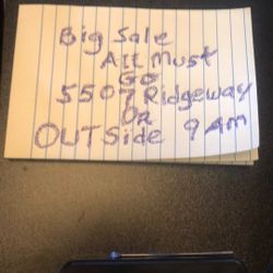 All Must Go This Saturday 9-?