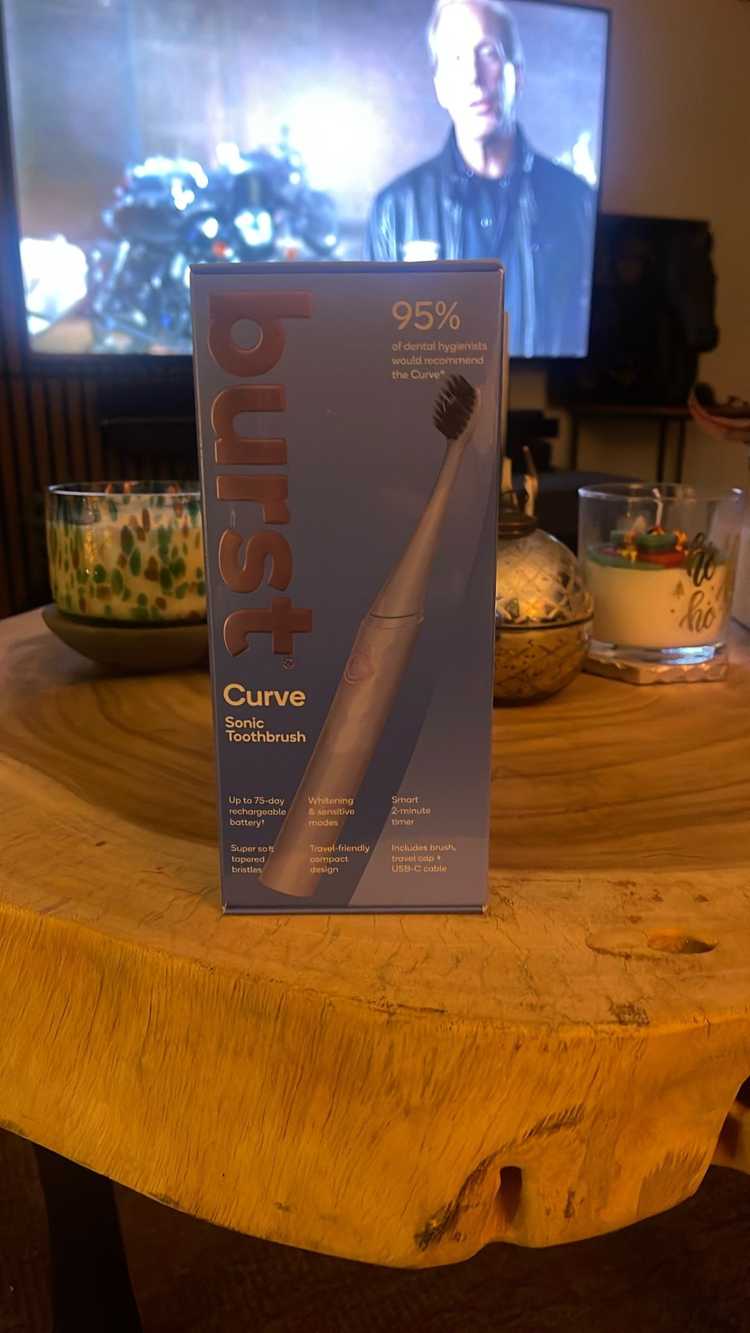 Burst Curve Sonic Electric Toothbrush for Adults (Cobalt Blue) | Slim Travel Brush with Cover | Ultra Soft Bristles | Up to 2 Month Rechargeable Batte