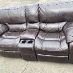 Two Seat Leather Couch Recliner 