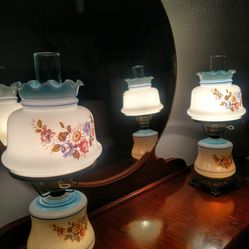 Vintage Milk Glass Hurricane Lamps