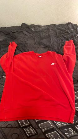 Nike Men's Red Solid Pullover Crew Neck Sweatshirt Logo 2XL Regular