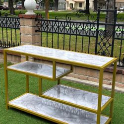 Tribesigns 47" Gold TV Stand with Mesh Storage Shelf, 4 Shelves, Media Console for Living Room and Bedroom.