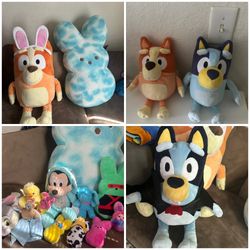 Easter stuff animals plushies bluey, bingo, & peeps