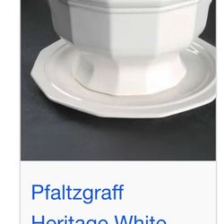 Pfaltzgraff heritage white tureen w lid, ladle, and under plate