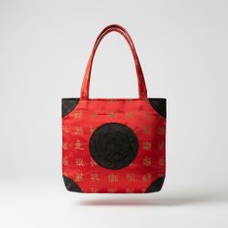 Asian-inspired embroidered tote bag