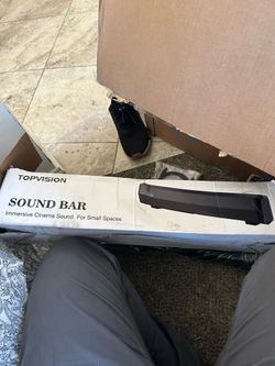 TOPVISION 2.1ch Sound Bar for TV, 120W Powerful Soundbar with Subwoofer, Wired & Wireless Bluetooth 5.0 3D Surround Speakers, Optical/HDMI/AUX/USB Con