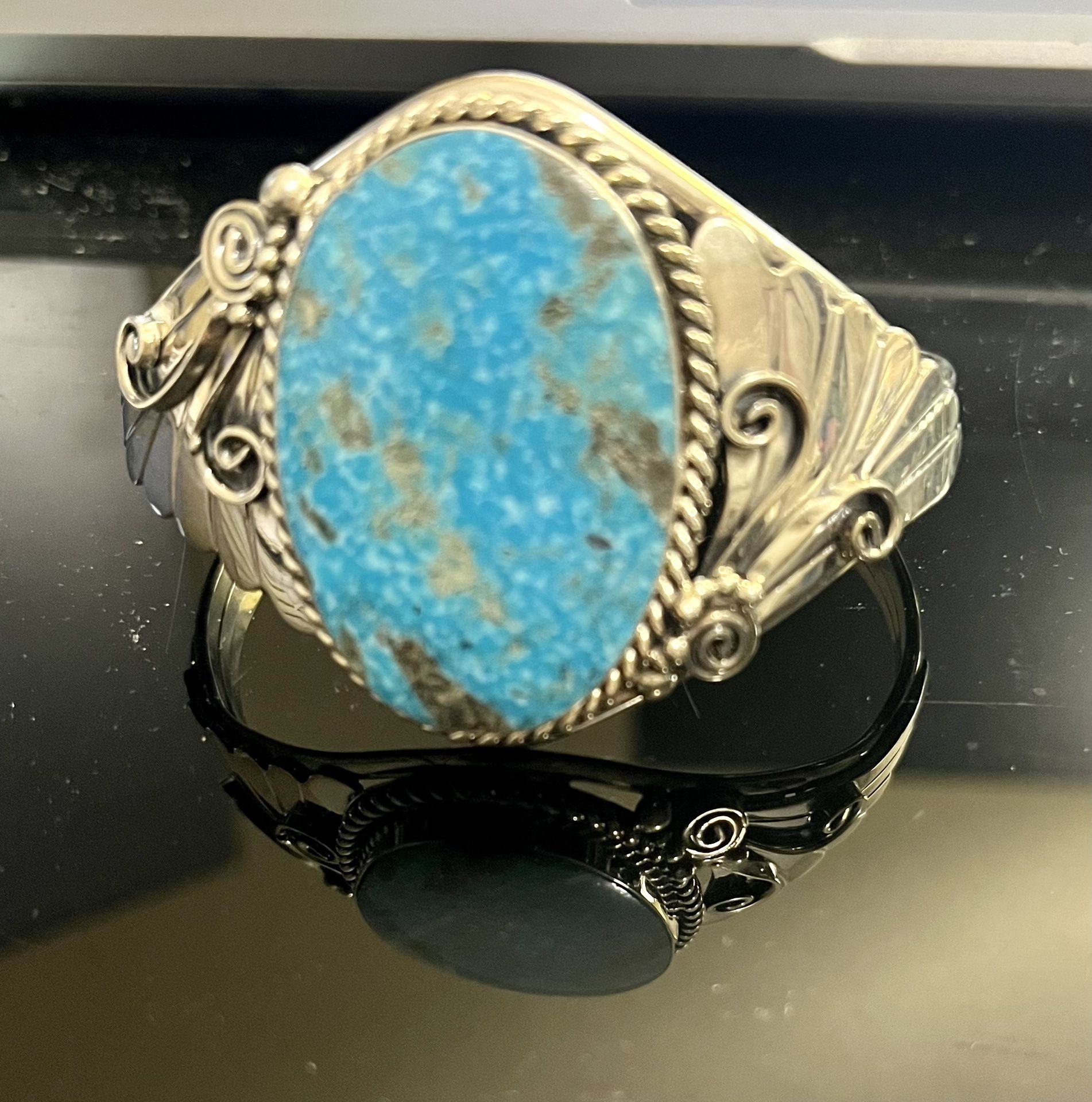 Turquoise And Sterling 925 Bracelet - New