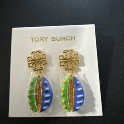 Tory Burch Blue Green Earrings Gold