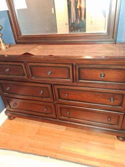 Ashley Porter bed frame 7 drawer dresser, and night stand set