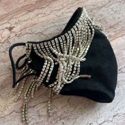 Cute bling rhinestone mask black