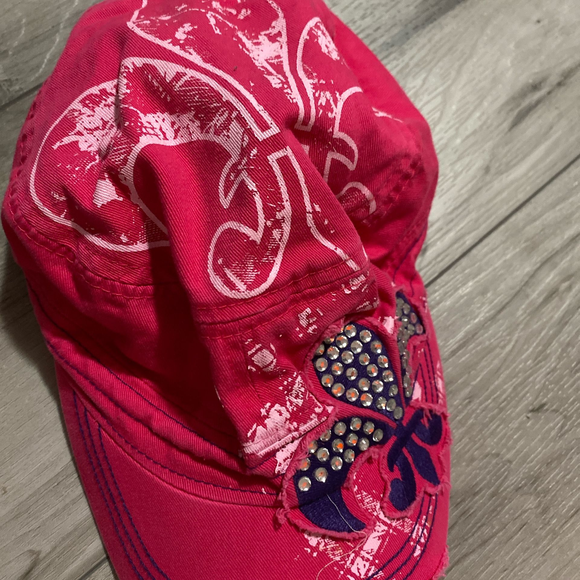 Y2k studded hat in hot pink