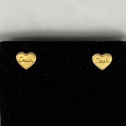 NWOT COACH Heart 💛 Gold Tone Stud Earrings 