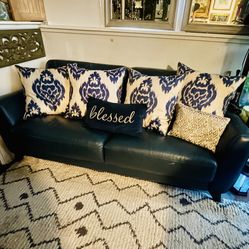 Macys Blue Authentic 100% Leather Couch  Only 
