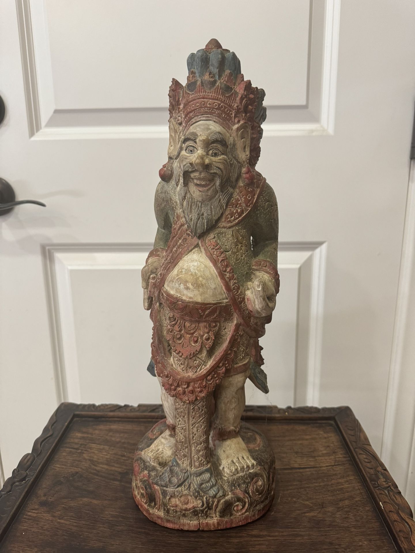 Antique Wooden Statuette H: 16”